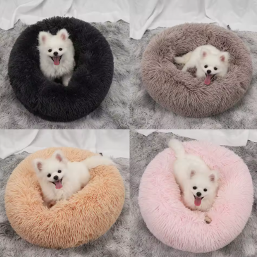 Chiens installés dans des paniers donut Zoopy de plusieurs coloris